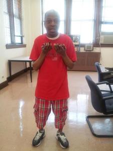 Stephen holding M&Ms