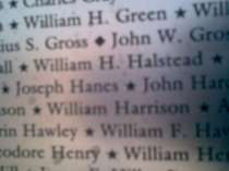 William H. Halstead name as inscribed on the Colored Soldiers Monument in Washington, DC