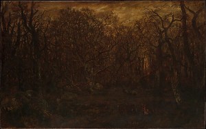 The Forest in Winter at Sunset by Theodore Rousseau